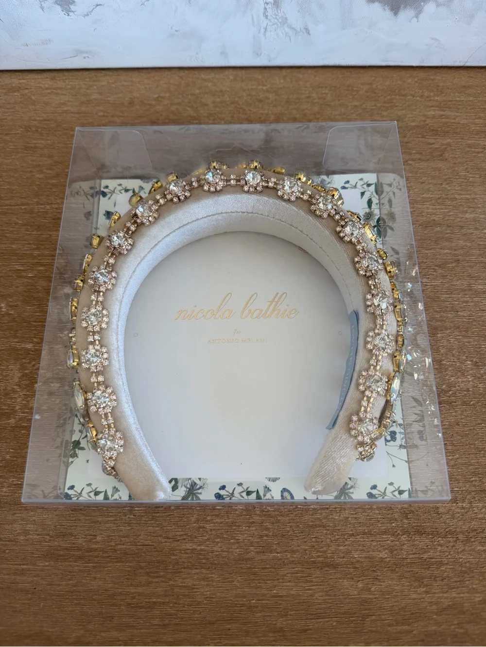 ANTONIO MELANI Ivory and Gold Crystal Embellished Headband